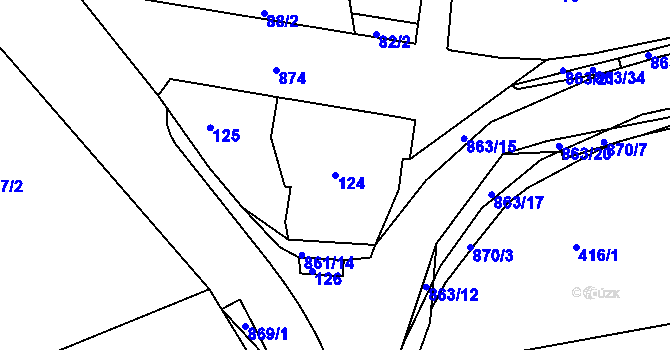 Parcela st. 124 v KÚ Čekanice u Tábora, Katastrální mapa