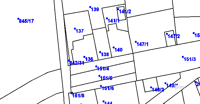 Parcela st. 138 v KÚ Čekanice u Tábora, Katastrální mapa