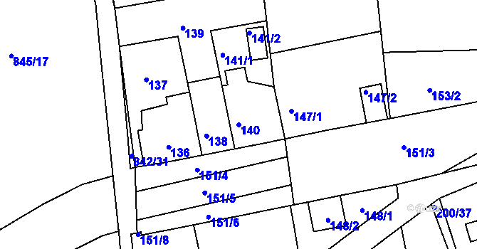Parcela st. 140 v KÚ Čekanice u Tábora, Katastrální mapa
