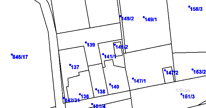 Parcela st. 141/1 v KÚ Čekanice u Tábora, Katastrální mapa