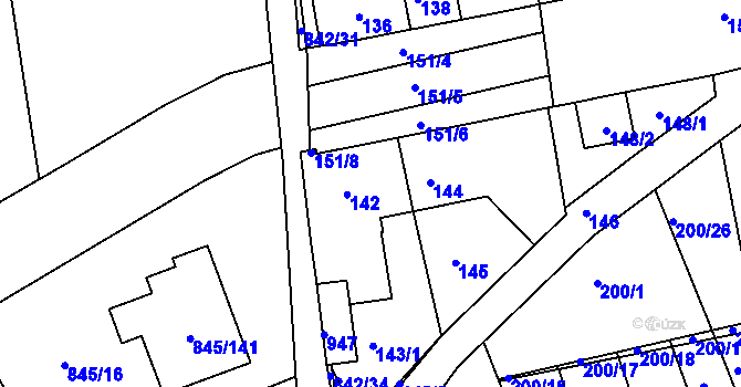 Parcela st. 142 v KÚ Čekanice u Tábora, Katastrální mapa