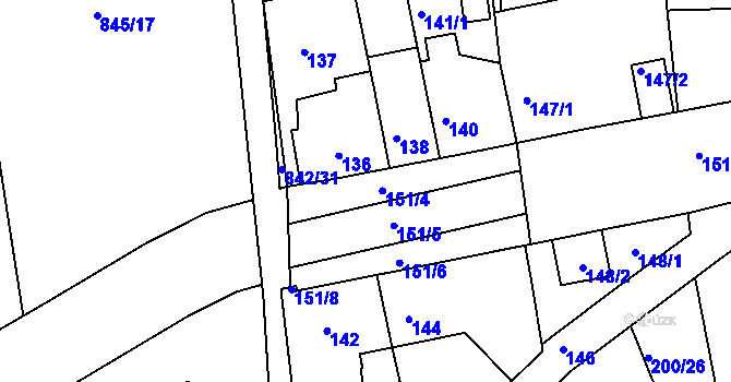 Parcela st. 151/4 v KÚ Čekanice u Tábora, Katastrální mapa