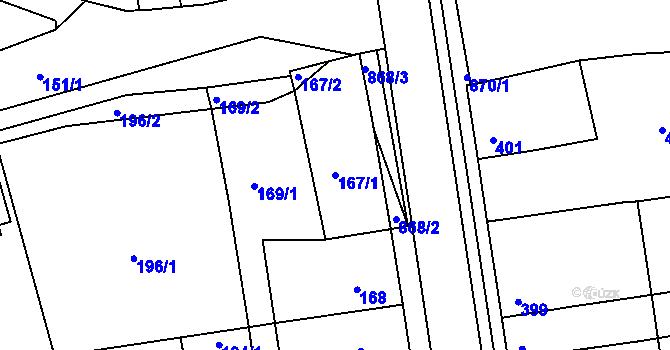 Parcela st. 167/1 v KÚ Čekanice u Tábora, Katastrální mapa