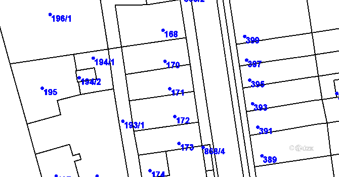 Parcela st. 171 v KÚ Čekanice u Tábora, Katastrální mapa