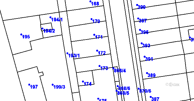 Parcela st. 172 v KÚ Čekanice u Tábora, Katastrální mapa