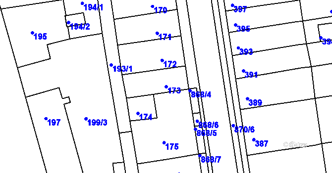 Parcela st. 173 v KÚ Čekanice u Tábora, Katastrální mapa