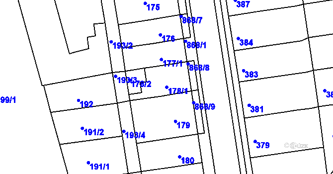 Parcela st. 178/1 v KÚ Čekanice u Tábora, Katastrální mapa