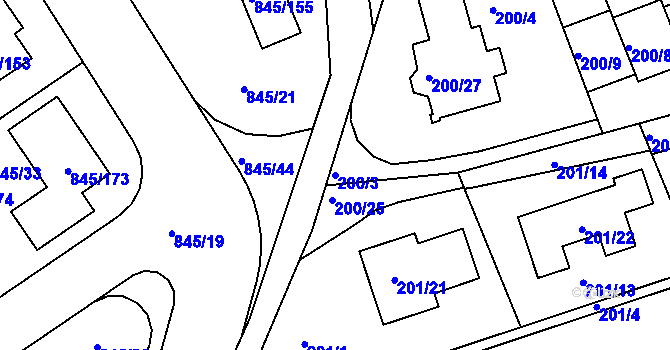 Parcela st. 200/3 v KÚ Čekanice u Tábora, Katastrální mapa