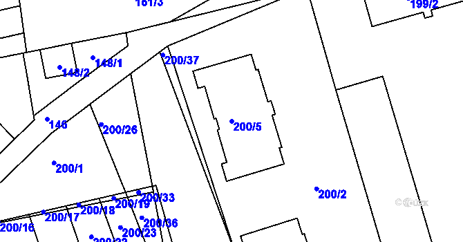 Parcela st. 200/5 v KÚ Čekanice u Tábora, Katastrální mapa