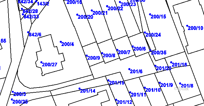 Parcela st. 200/8 v KÚ Čekanice u Tábora, Katastrální mapa