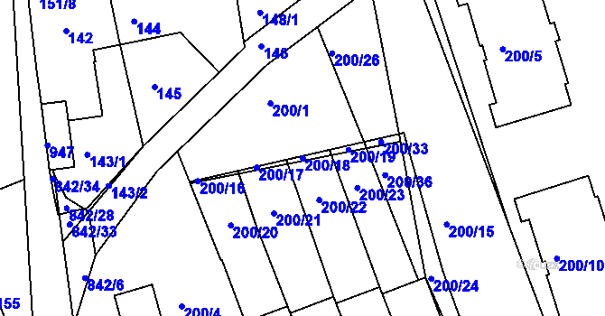 Parcela st. 200/18 v KÚ Čekanice u Tábora, Katastrální mapa