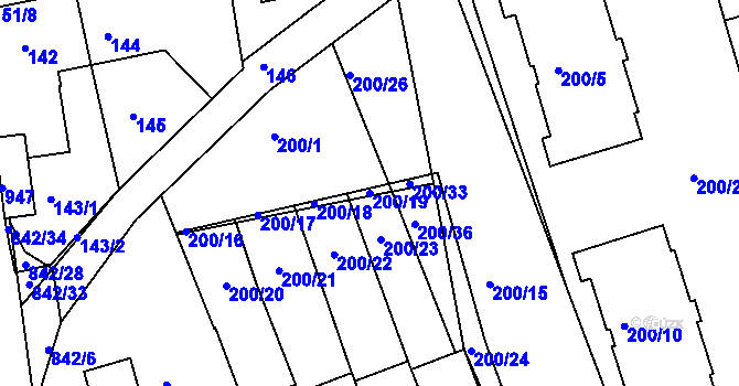 Parcela st. 200/19 v KÚ Čekanice u Tábora, Katastrální mapa