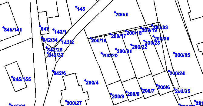 Parcela st. 200/20 v KÚ Čekanice u Tábora, Katastrální mapa
