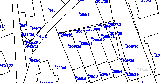 Parcela st. 200/21 v KÚ Čekanice u Tábora, Katastrální mapa