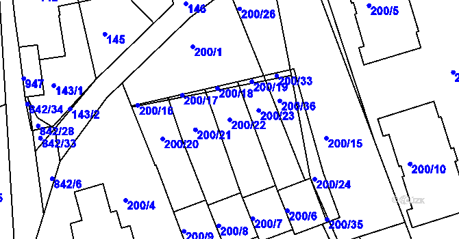 Parcela st. 200/22 v KÚ Čekanice u Tábora, Katastrální mapa