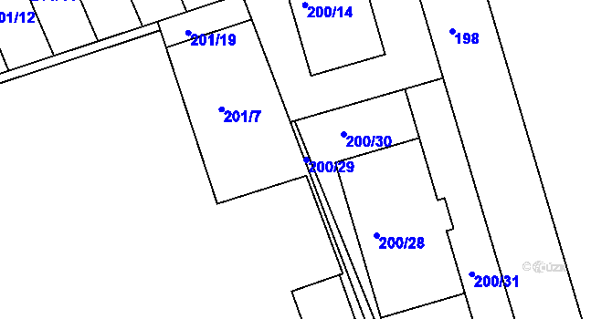 Parcela st. 200/29 v KÚ Čekanice u Tábora, Katastrální mapa