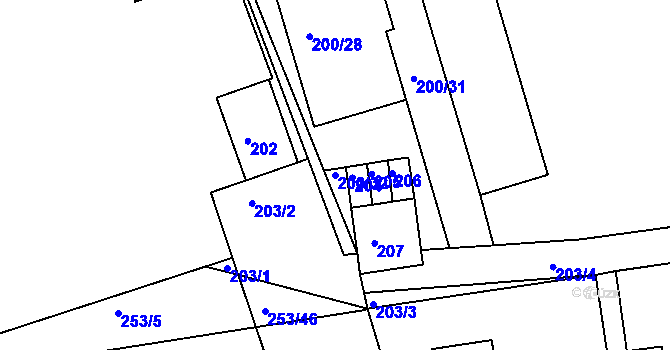 Parcela st. 200/32 v KÚ Čekanice u Tábora, Katastrální mapa