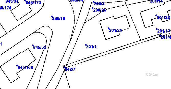 Parcela st. 201/1 v KÚ Čekanice u Tábora, Katastrální mapa