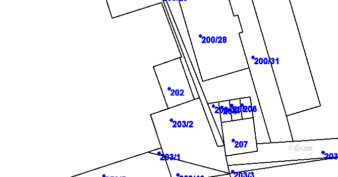 Parcela st. 202 v KÚ Čekanice u Tábora, Katastrální mapa