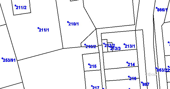 Parcela st. 210/2 v KÚ Čekanice u Tábora, Katastrální mapa