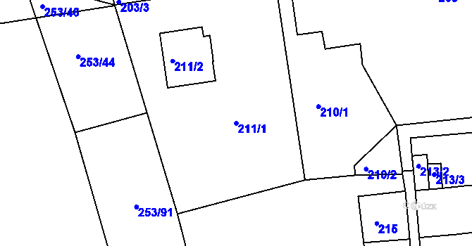 Parcela st. 211/1 v KÚ Čekanice u Tábora, Katastrální mapa