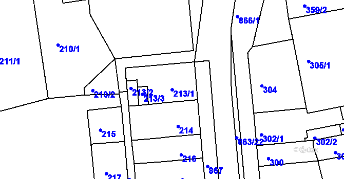 Parcela st. 213/1 v KÚ Čekanice u Tábora, Katastrální mapa