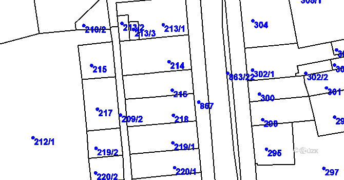Parcela st. 216 v KÚ Čekanice u Tábora, Katastrální mapa