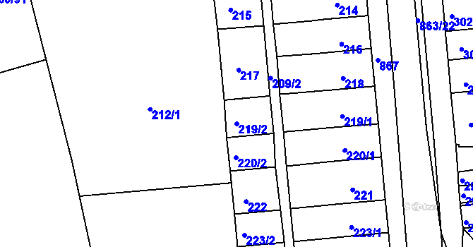 Parcela st. 219/2 v KÚ Čekanice u Tábora, Katastrální mapa