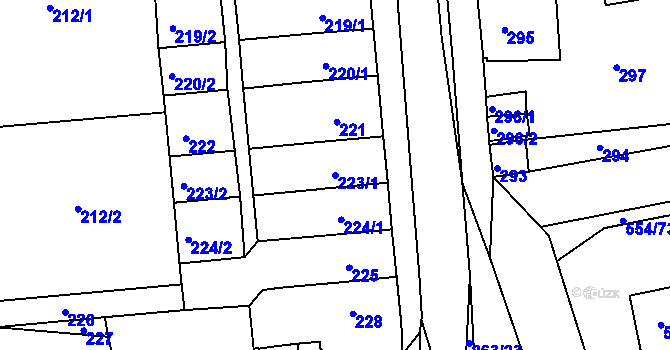 Parcela st. 223/1 v KÚ Čekanice u Tábora, Katastrální mapa