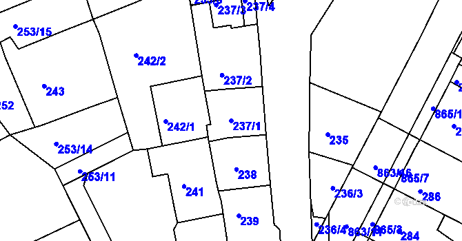 Parcela st. 237/1 v KÚ Čekanice u Tábora, Katastrální mapa