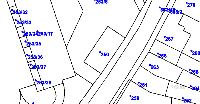 Parcela st. 250 v KÚ Čekanice u Tábora, Katastrální mapa