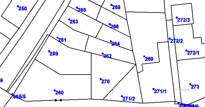 Parcela st. 262 v KÚ Čekanice u Tábora, Katastrální mapa