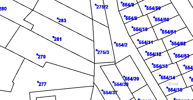 Parcela st. 275/3 v KÚ Čekanice u Tábora, Katastrální mapa