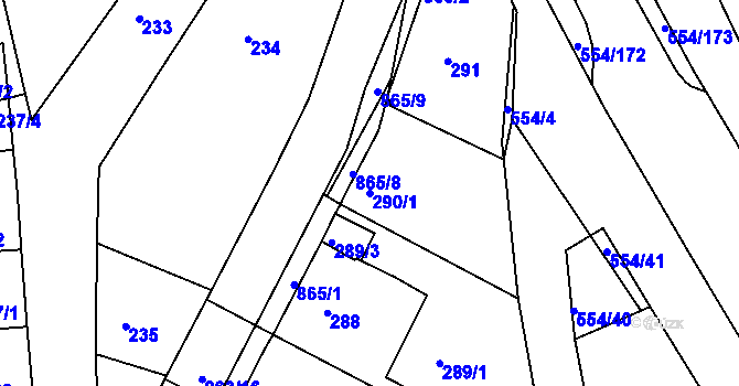 Parcela st. 290/1 v KÚ Čekanice u Tábora, Katastrální mapa