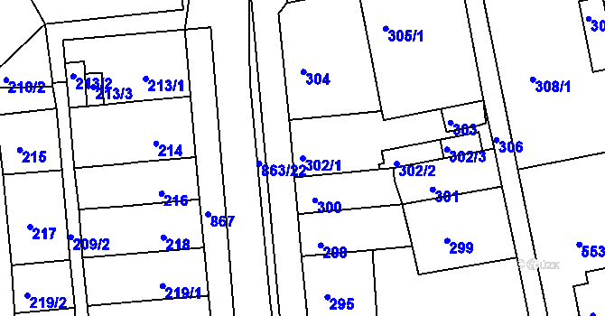 Parcela st. 302/1 v KÚ Čekanice u Tábora, Katastrální mapa