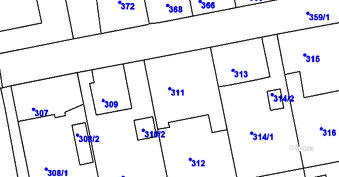 Parcela st. 311 v KÚ Čekanice u Tábora, Katastrální mapa