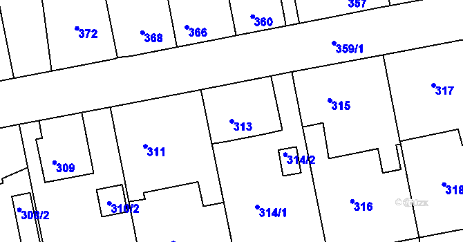 Parcela st. 313 v KÚ Čekanice u Tábora, Katastrální mapa