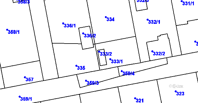 Parcela st. 333/2 v KÚ Čekanice u Tábora, Katastrální mapa