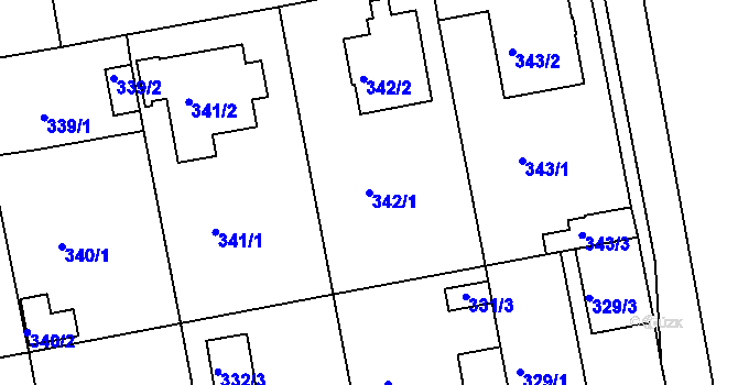 Parcela st. 342/1 v KÚ Čekanice u Tábora, Katastrální mapa