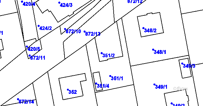 Parcela st. 351/2 v KÚ Čekanice u Tábora, Katastrální mapa
