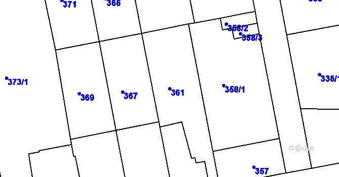 Parcela st. 361 v KÚ Čekanice u Tábora, Katastrální mapa
