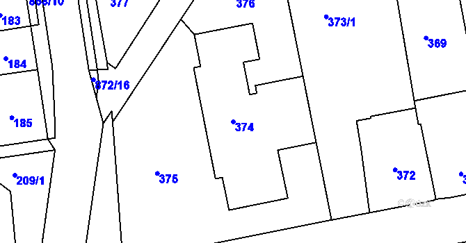Parcela st. 374 v KÚ Čekanice u Tábora, Katastrální mapa