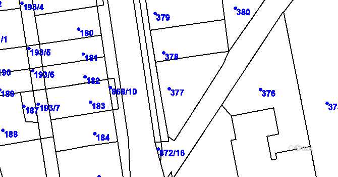 Parcela st. 377 v KÚ Čekanice u Tábora, Katastrální mapa