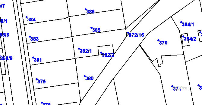 Parcela st. 382/2 v KÚ Čekanice u Tábora, Katastrální mapa
