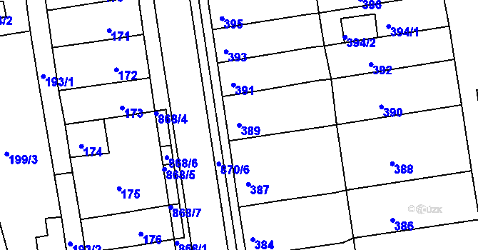 Parcela st. 389 v KÚ Čekanice u Tábora, Katastrální mapa