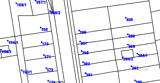 Parcela st. 397 v KÚ Čekanice u Tábora, Katastrální mapa