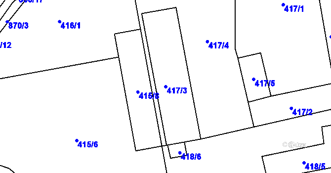 Parcela st. 417/3 v KÚ Čekanice u Tábora, Katastrální mapa
