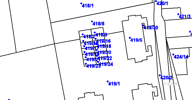 Parcela st. 419/20 v KÚ Čekanice u Tábora, Katastrální mapa