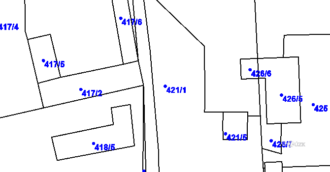 Parcela st. 421/1 v KÚ Čekanice u Tábora, Katastrální mapa