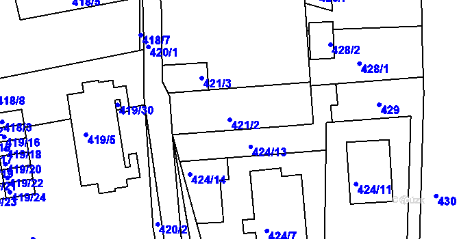 Parcela st. 421/2 v KÚ Čekanice u Tábora, Katastrální mapa